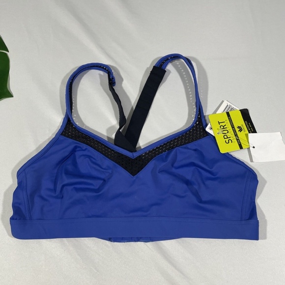 NWT Wacoal [ 36 A/B ] Impact Mesh Cross Back Sports Bra in Dazzling Blue‎ - Picture 3 of 12